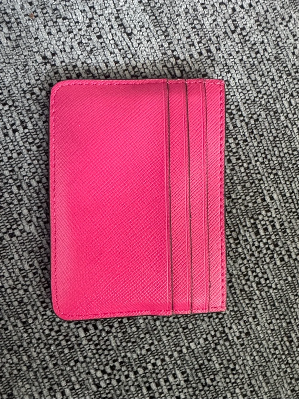 kate spade Hot Pink Saffiano Card Case with Gold Logo